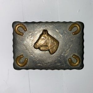 Western Solid Nickel Belt Buckle